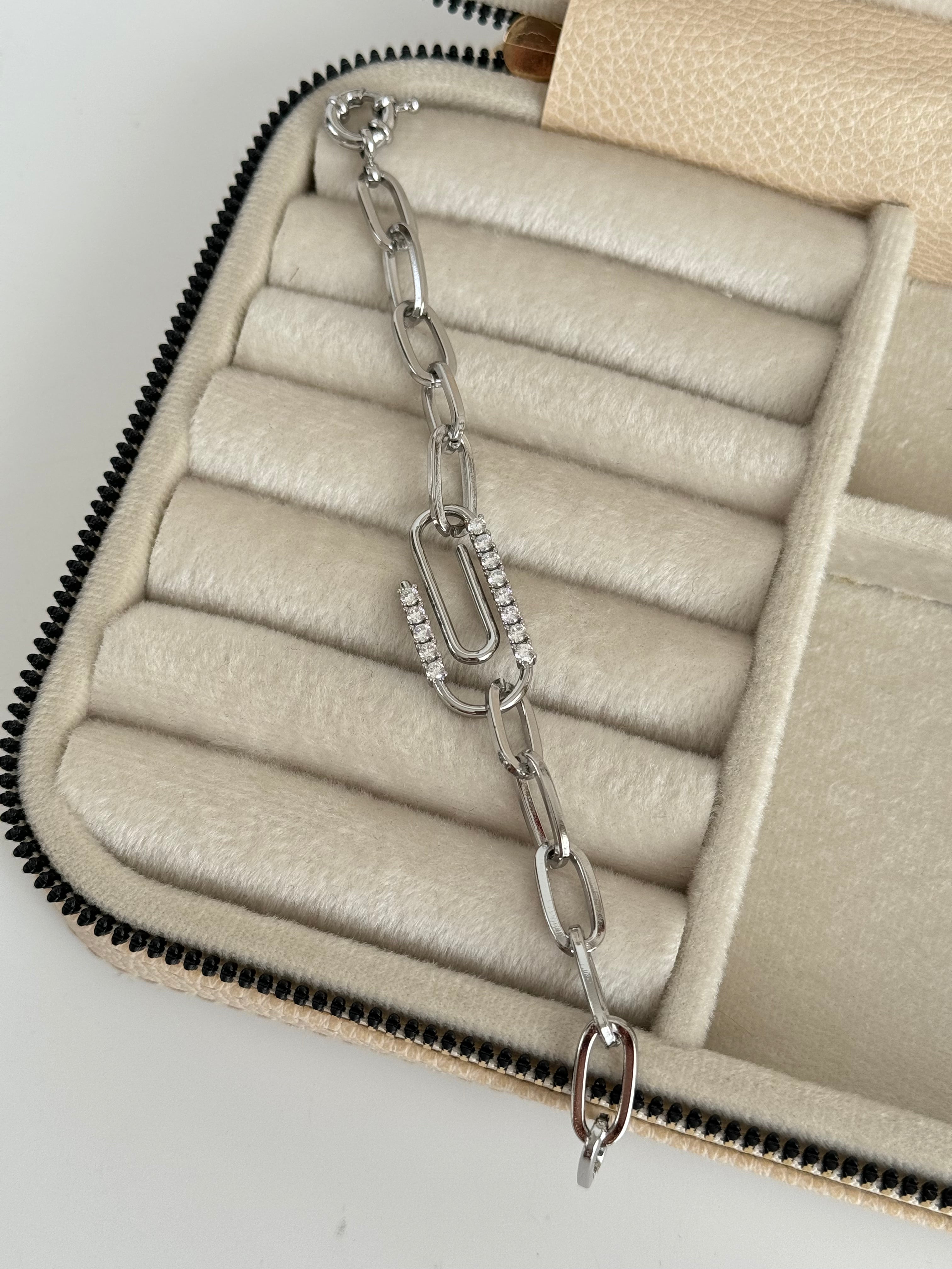 İTHAL ATAÇ DETAYLI SİLVER BİLEKLİK