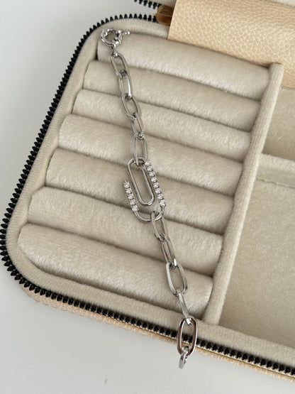 İTHAL ATAÇ DETAYLI SİLVER BİLEKLİK