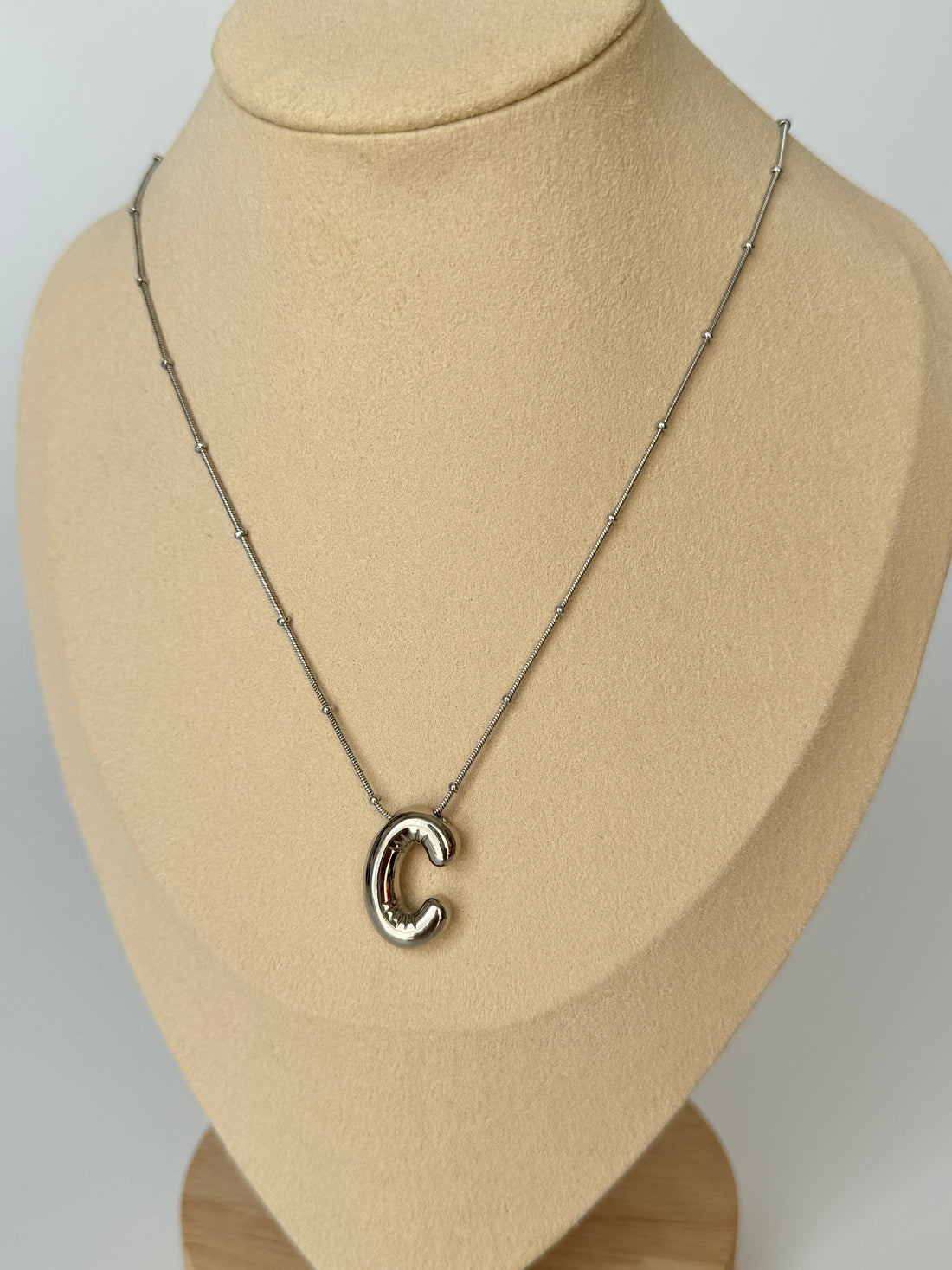 İthal Balon C Harf Silver Kolye