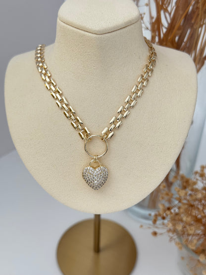 İTHAL KALP DETAYLI GOLD KOLYE