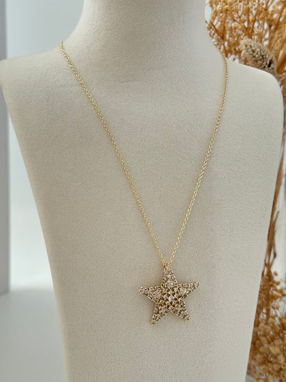 İTHAL YILDIZ DETAYLI UZUN GOLD KOLYE