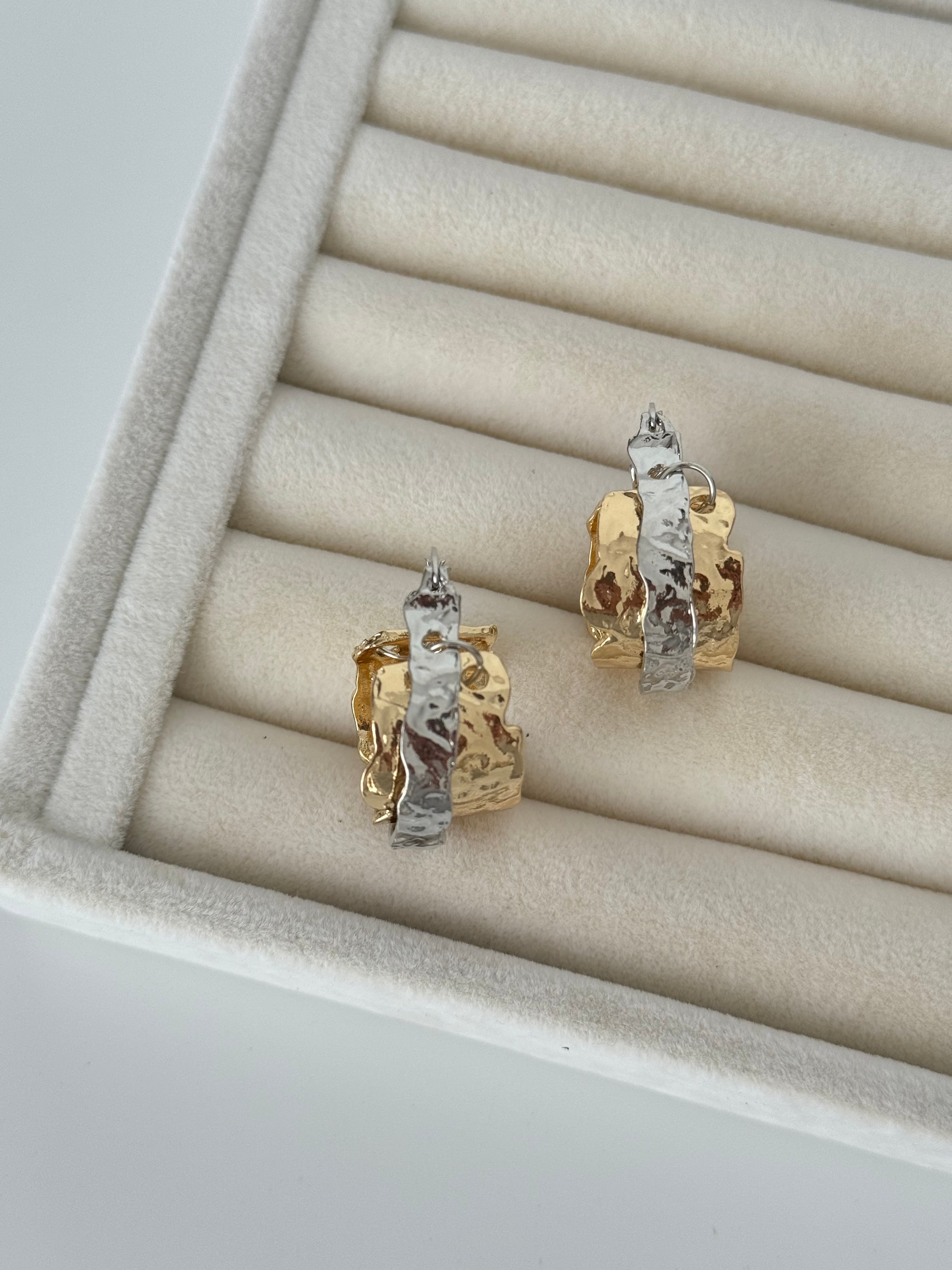 İTHAL ÇİFT RENK GOLD HALKA KÜPE