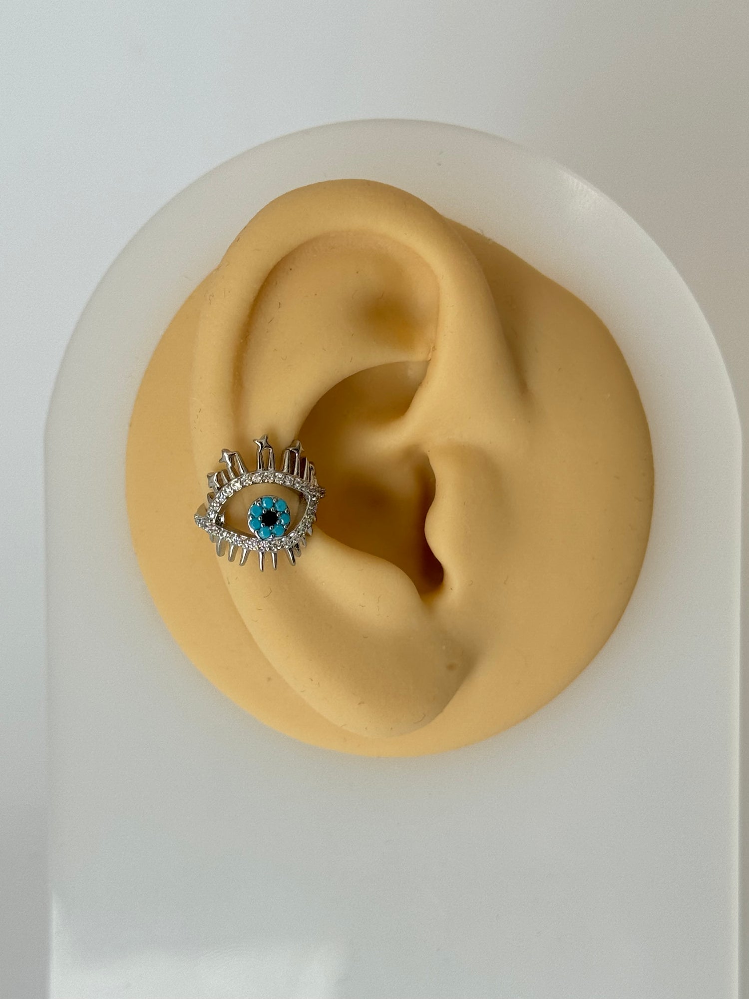 ZELİ GÖZ DETAYLI SİLVER KIKIRDAK KÜPE EARCUFF