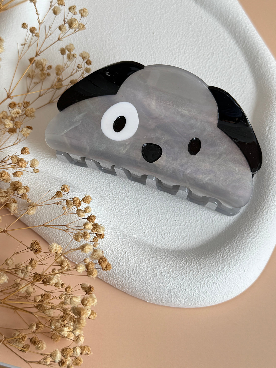 İTHAL KÖPEK DESENLİ GRİ KEMİK MANDAL TOKA