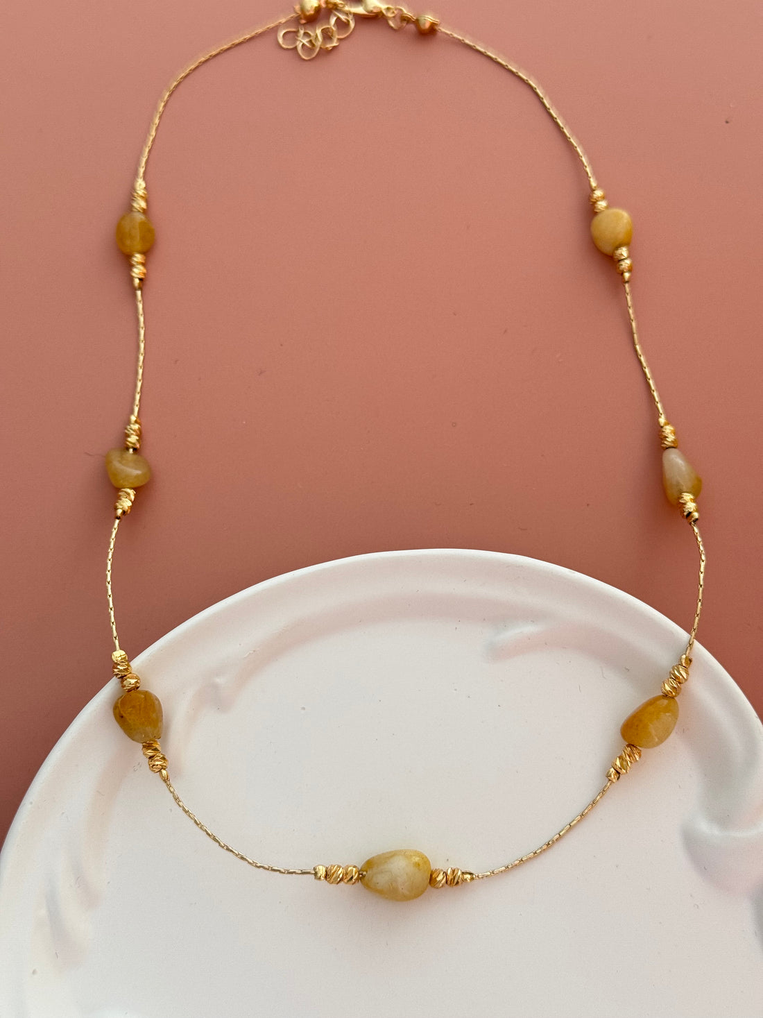 SİYARE SARI DOĞAL TAŞLI ALTIN KAPLAMA KOLYE