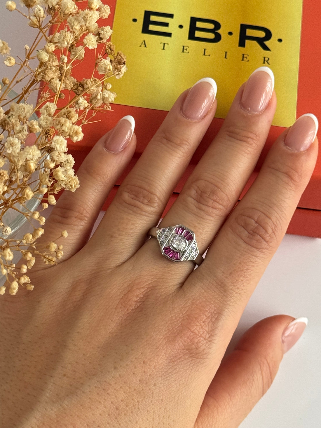 İTHAL FUŞYA TAŞLI SİLVER AYARLANABİLİR YÜZÜK