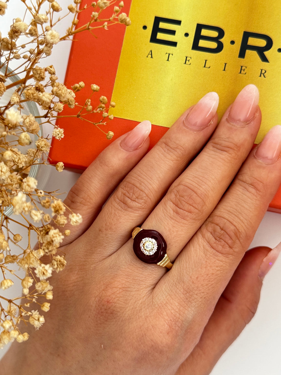 TAYZ BORDO MİNELİ GOLD AYARLANABİLİR YÜZÜK