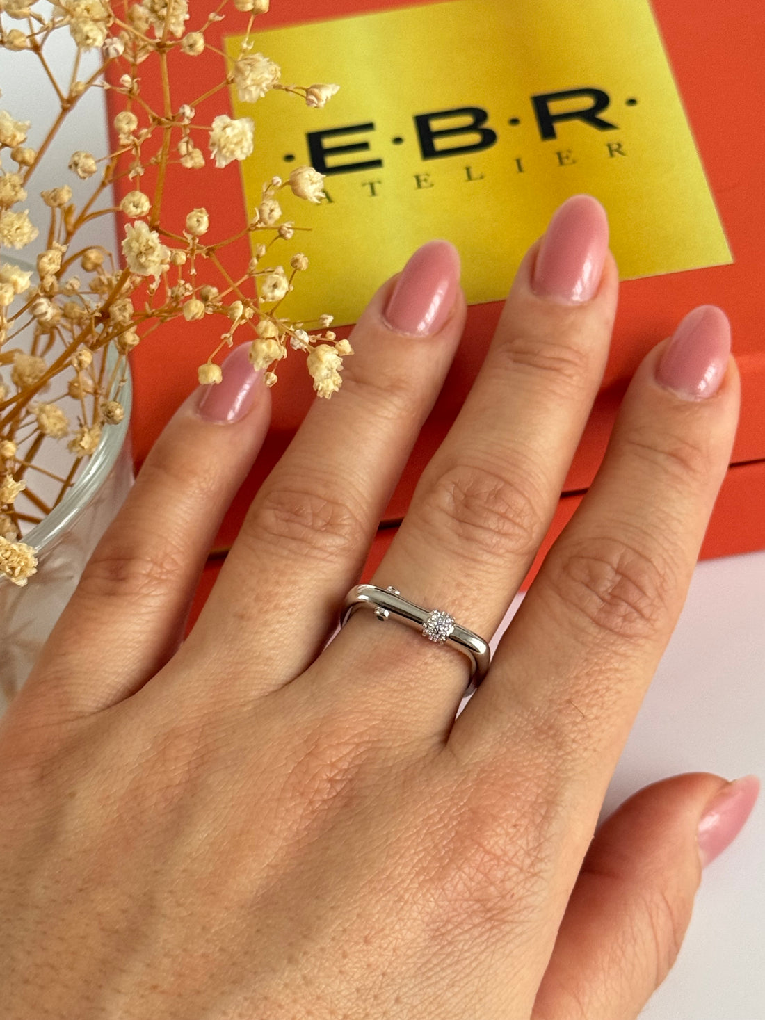 İTHAL TAŞ DETAYLI SİLVER AYARLANABİLİR YÜZÜK