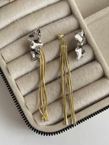 İTHAL SİLVER DETAYLI GOLD SALLANTILI KÜPE