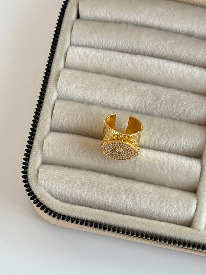 GÖZ DETAYLI ALTIN KAPLAMA AYARLANABİLİR YÜZÜK 0