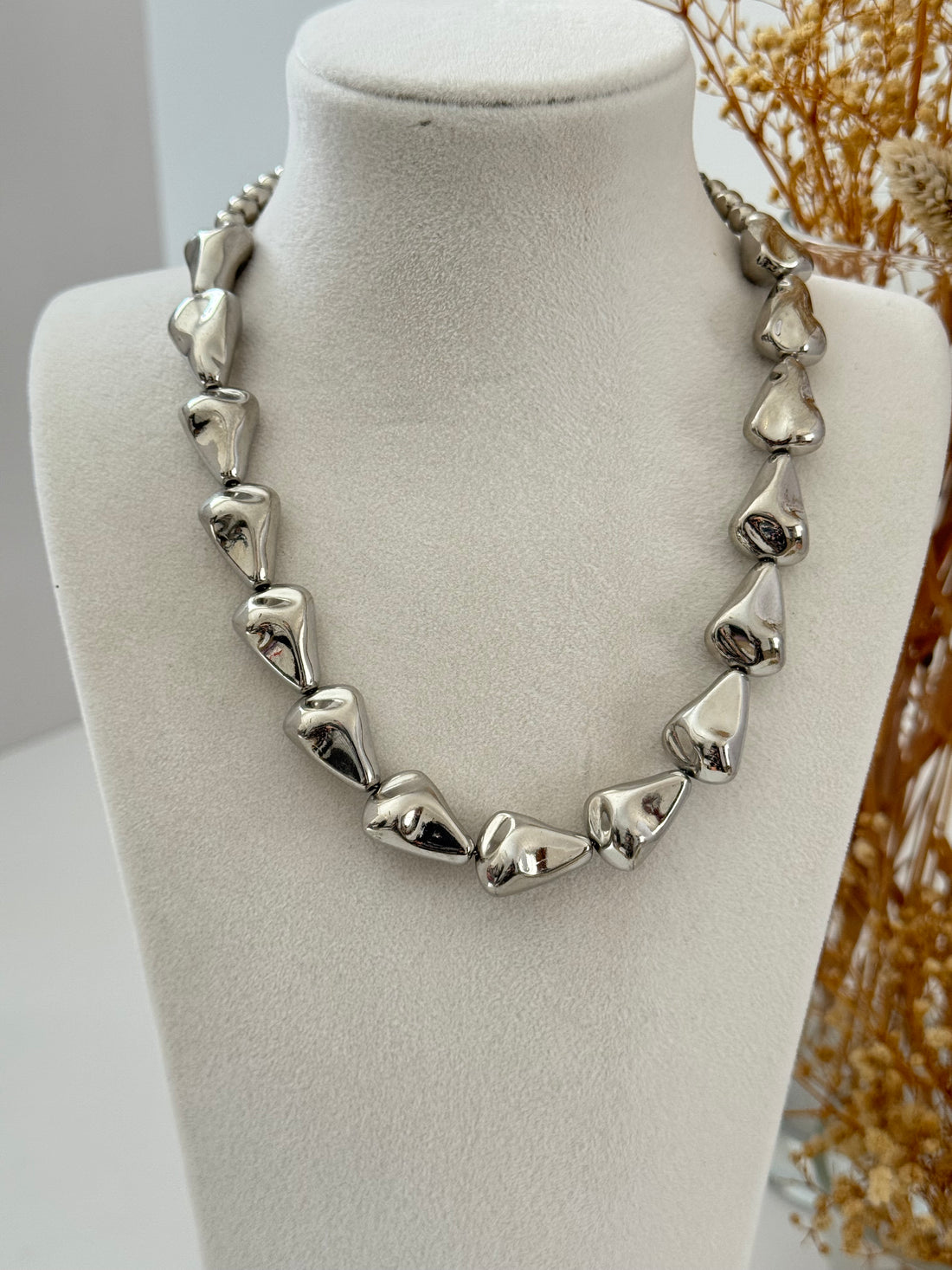 İTHAL KAPLAMA SİLVER ÇAKIL TAŞI KOLYE