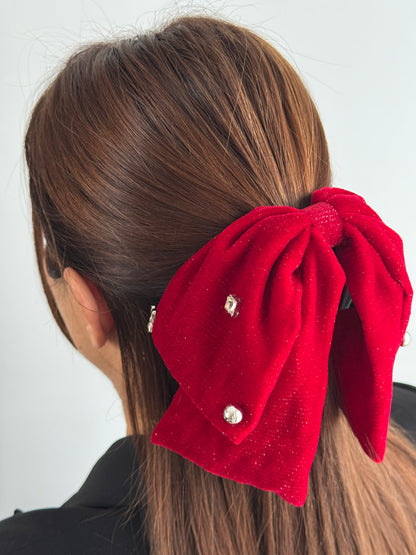 İTHAL KIRMIZI KADİFE FİYONKLU MANDAL TOKA