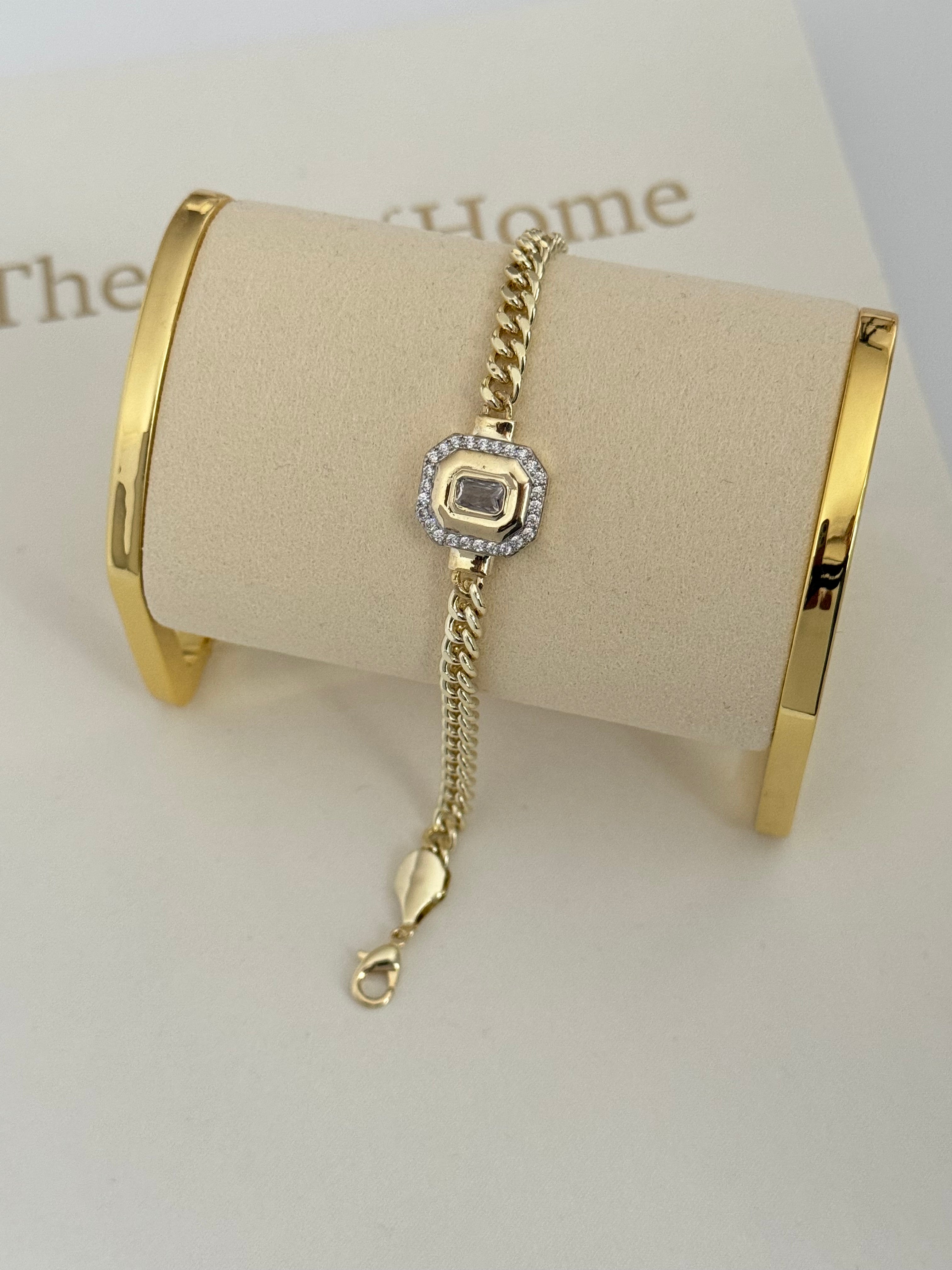 FLEURE BAGET DETAYLI GOLD ZİNCİR BİLEKLİK