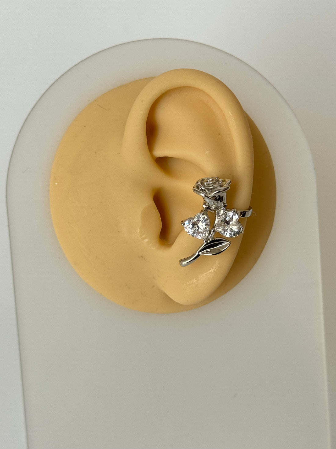 RAHİ GÜL DETAYLI SİLVER KIKIRDAK KÜPE EARCUFF