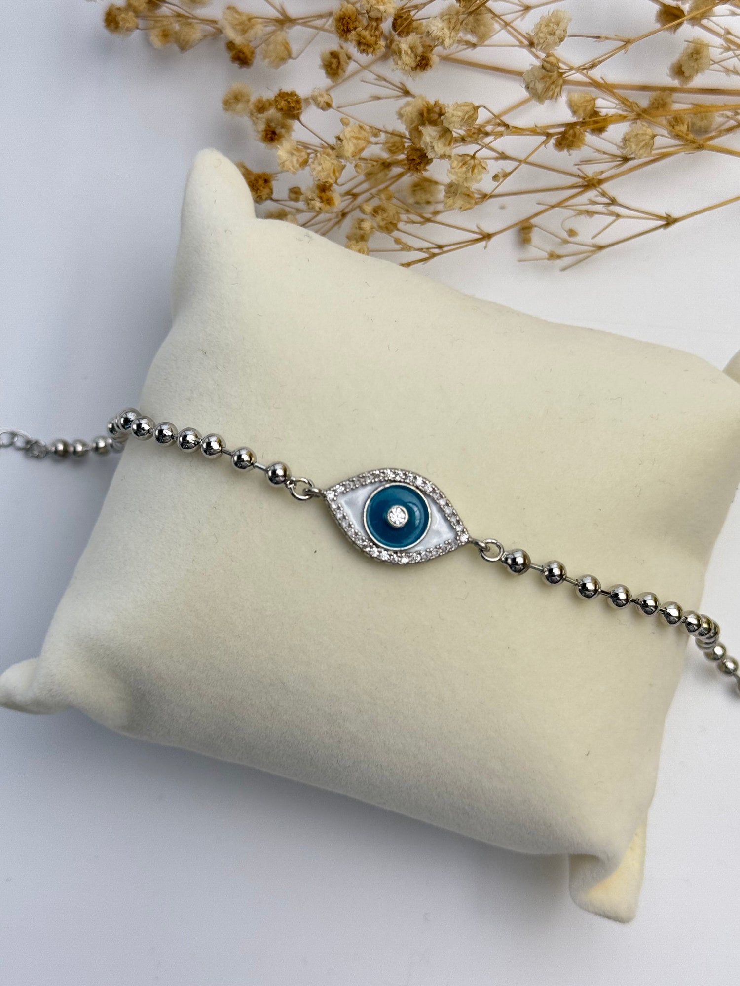 LORA NAZAR BONCUK DETAYLI SİLVER BİLEKLİK