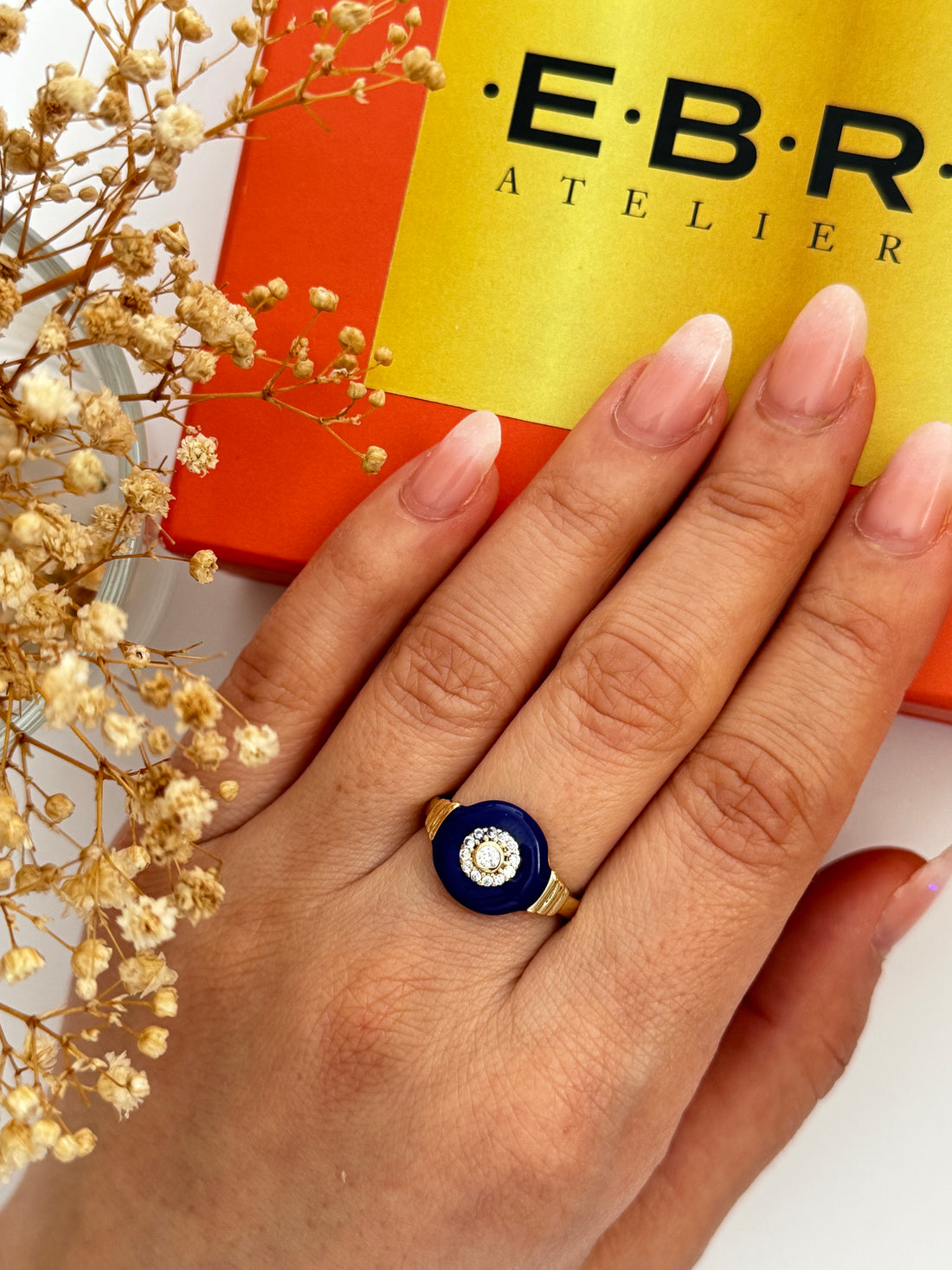 TAYZ MAVİ MİNELİ GOLD AYARLANABİLİR YÜZÜK