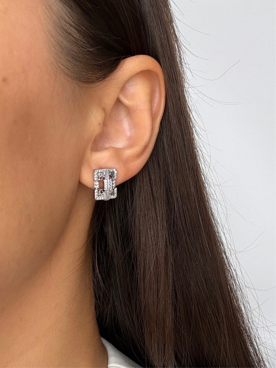 İTHAL BAGET TAŞLI SİLVER KÜPE