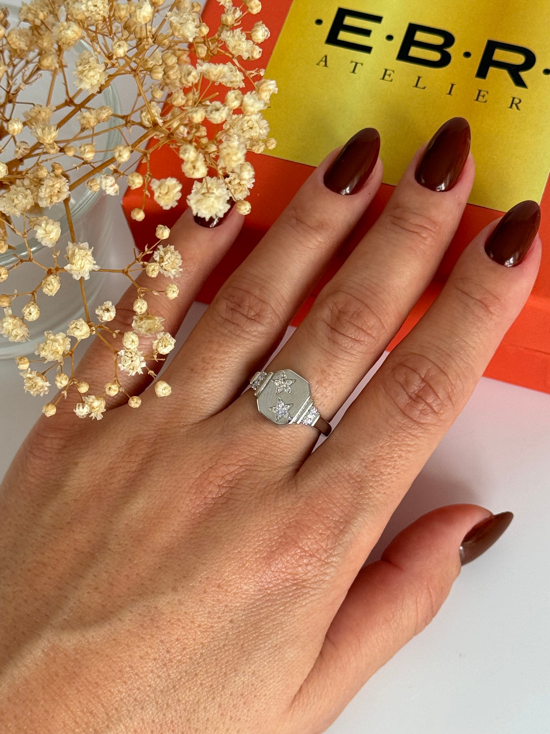 İTHAL YILDIZ DETAYLI AYARLANABİLİR SİLVER YÜZÜK