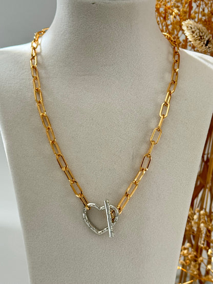 İTHAL KALP DETAYLI ZİNCİR MODEL GOLD KOLYE