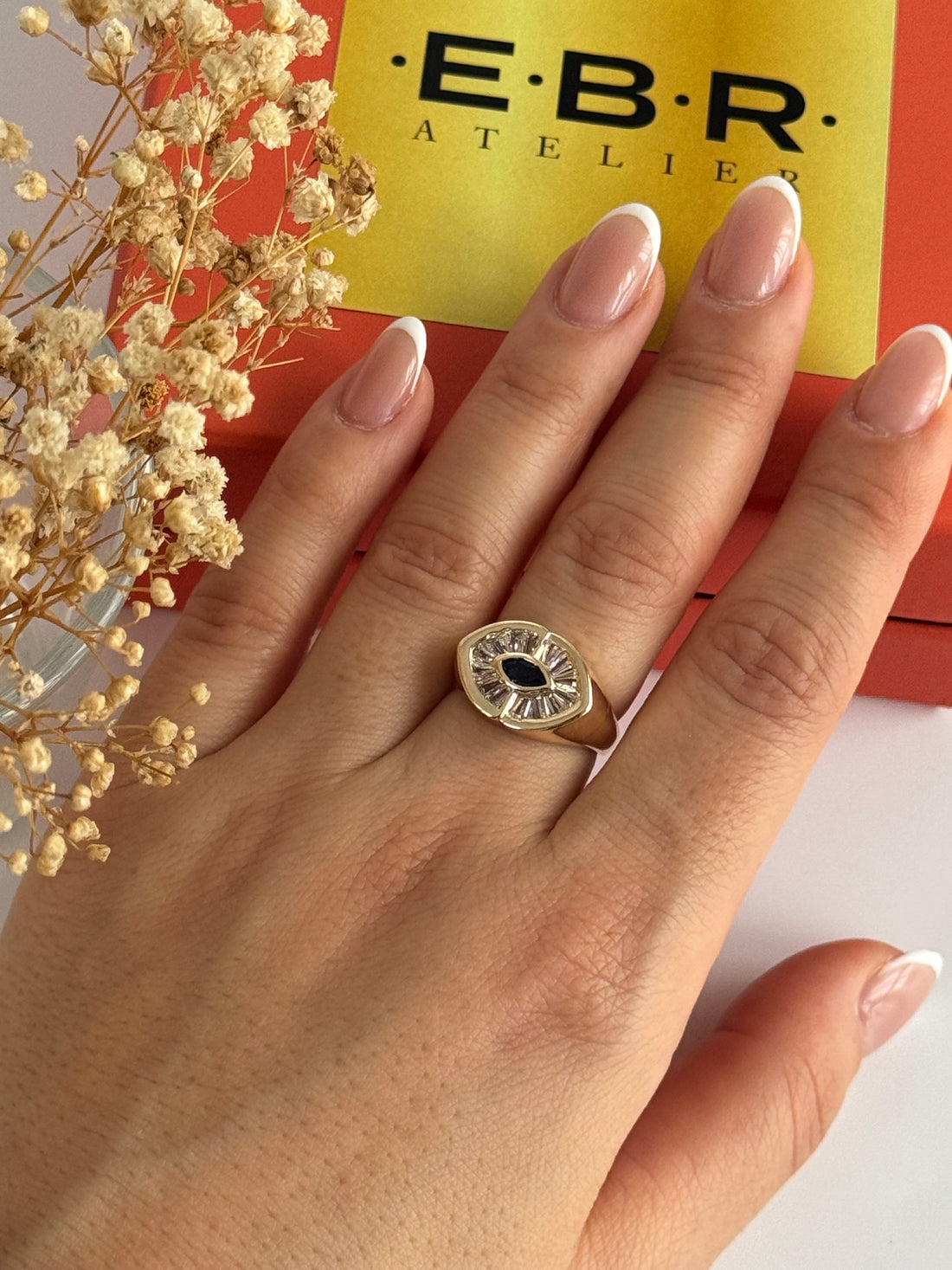 İTHAL MAVİ TAŞLI GOLD AYARLANABİLİR YÜZÜK