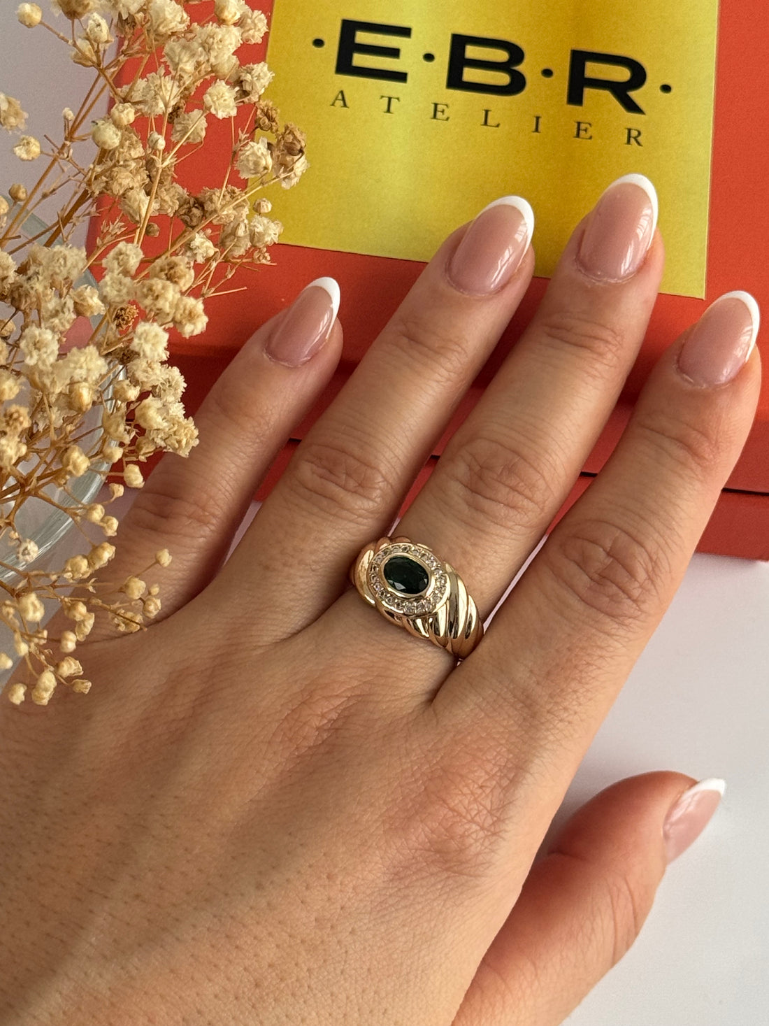 İTHAL YEŞİL TAŞLI GOLD AYARLANABİLİR YÜZÜK