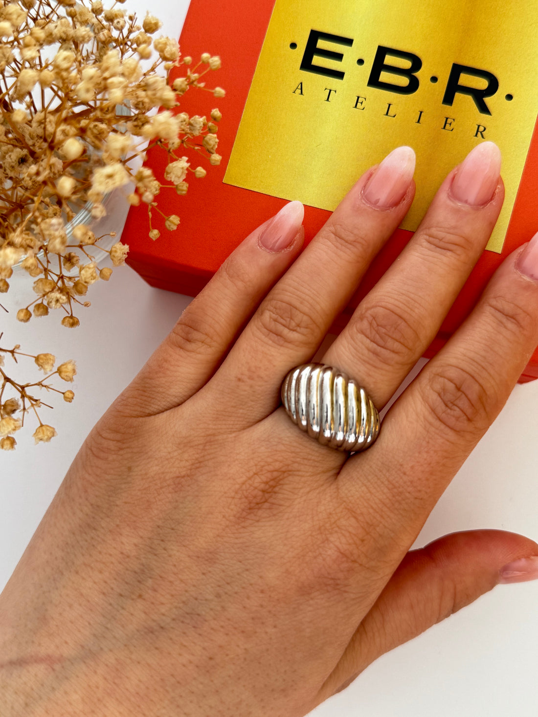 ELARİN BOMBELİ SİLVER AYARLANABİLİR YÜZÜK