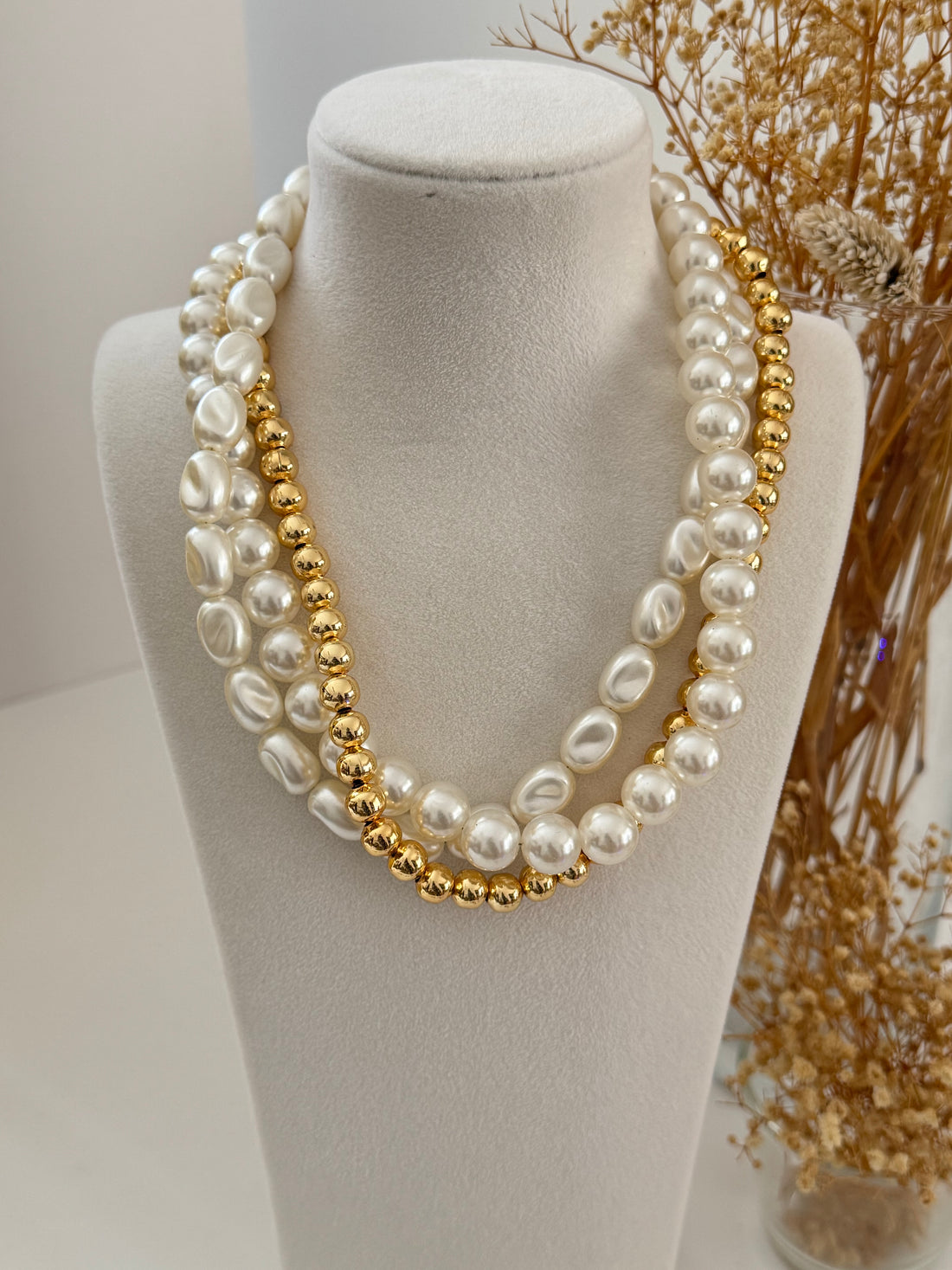 İTHAL Z*RA MARKA İNCİLİ GOLD KOLYE