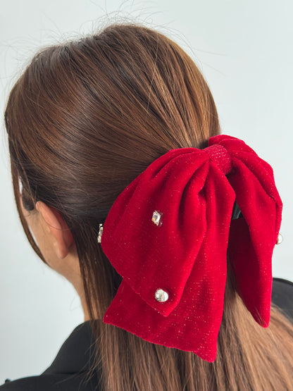 İTHAL KIRMIZI KADİFE FİYONKLU MANDAL TOKA