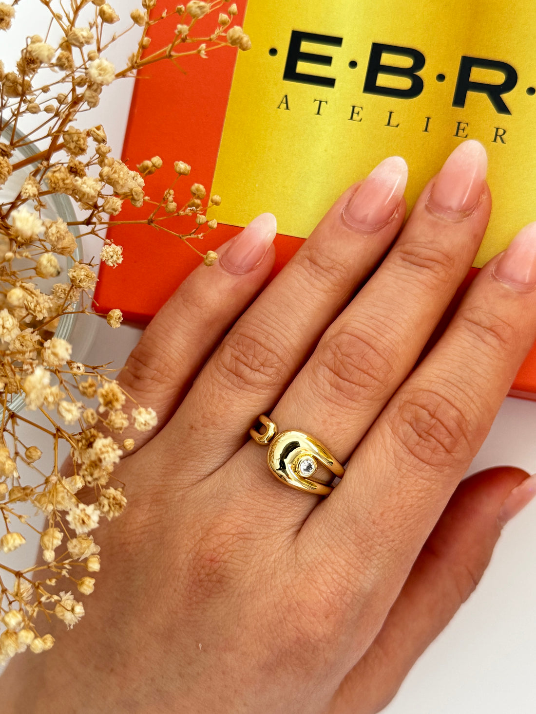 OZA TAŞ DETAYLI GOLD AYARLANABİLİR YÜZÜK