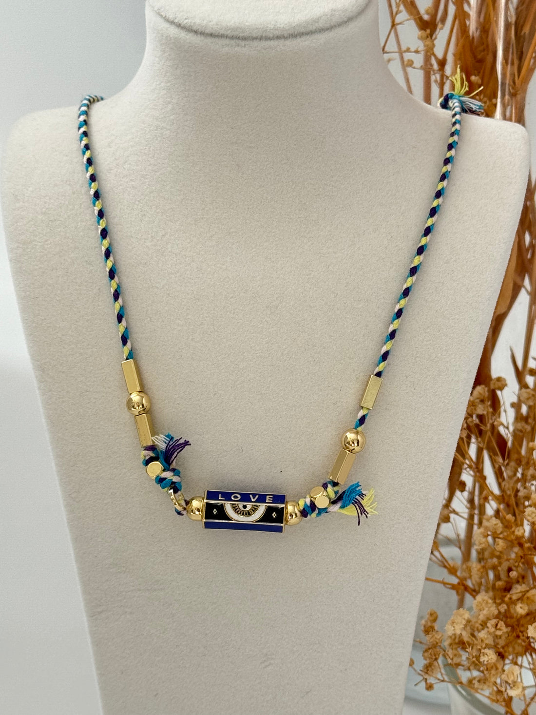 FİRA MAVİ RENKLİ AYARLANABİLİR İPLİ KOLYE