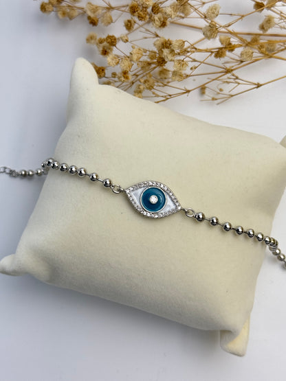 LORA NAZAR BONCUK DETAYLI SİLVER BİLEKLİK