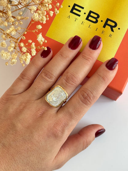 GERÇEK İNCİLİ ALTIN KAPLAMA AYARLANABİLİR YÜZÜK 0