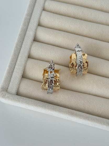 İTHAL ÇİFT RENK GOLD HALKA KÜPE