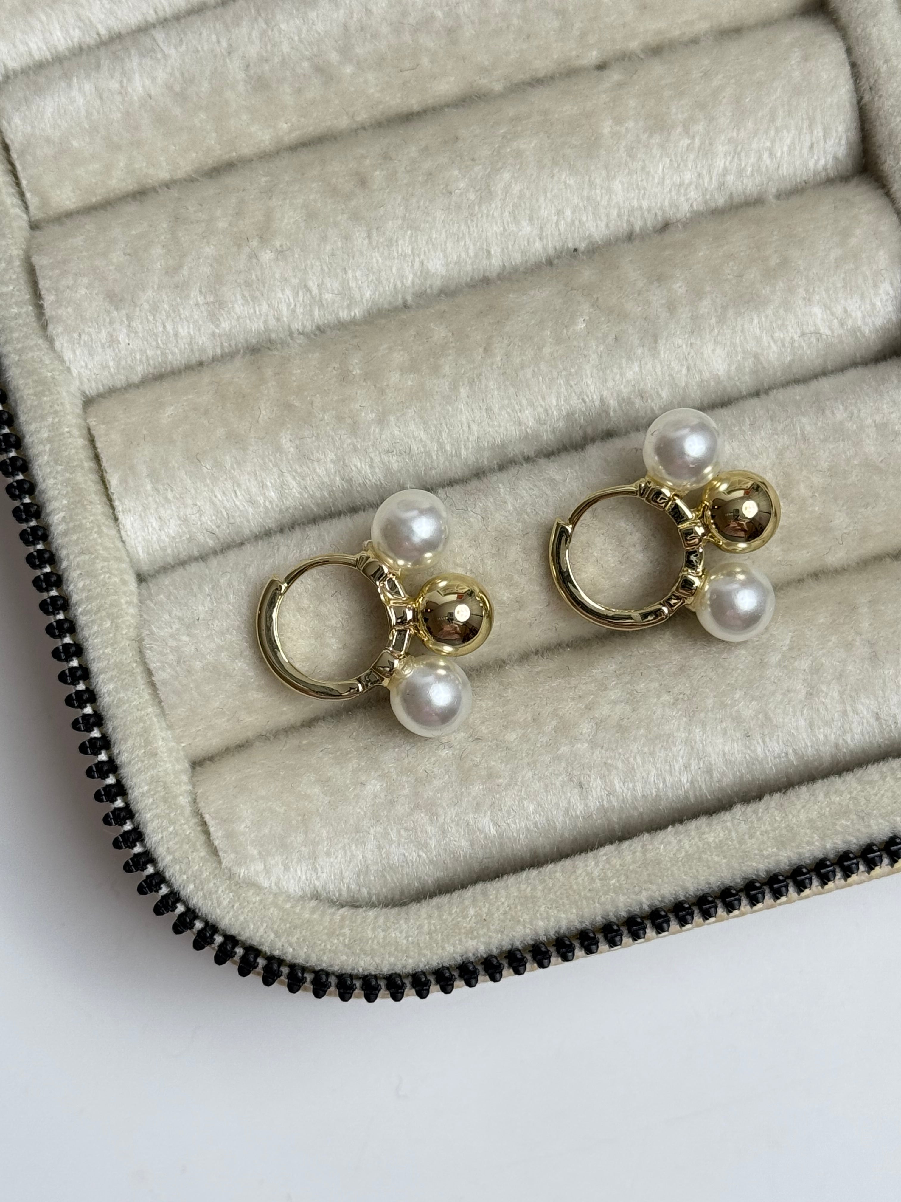 İTHAL İNCİ DETAYLI GOLD HALKA KÜPE