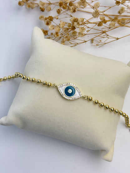 LORA NAZAR BONCUK DETAYLI GOLD BİLEKLİK