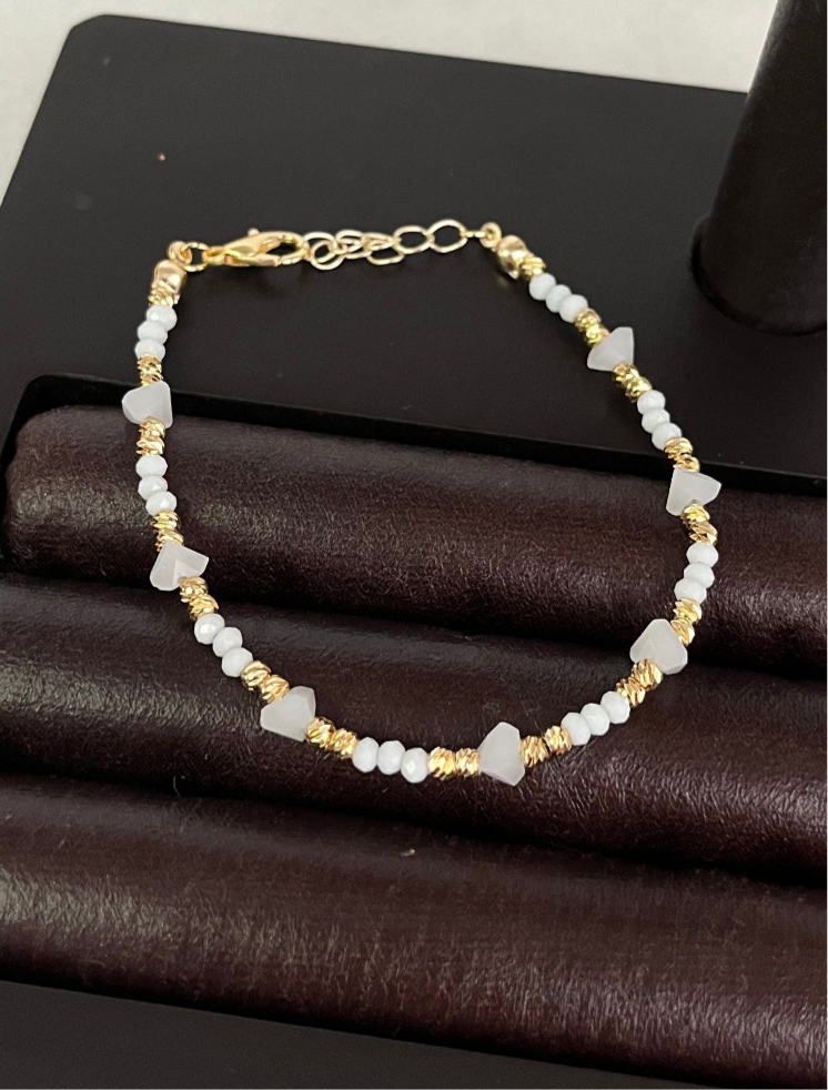 PEREN ALTIN KAPLAMALI DOĞAL TAŞLI BİLEKLİK