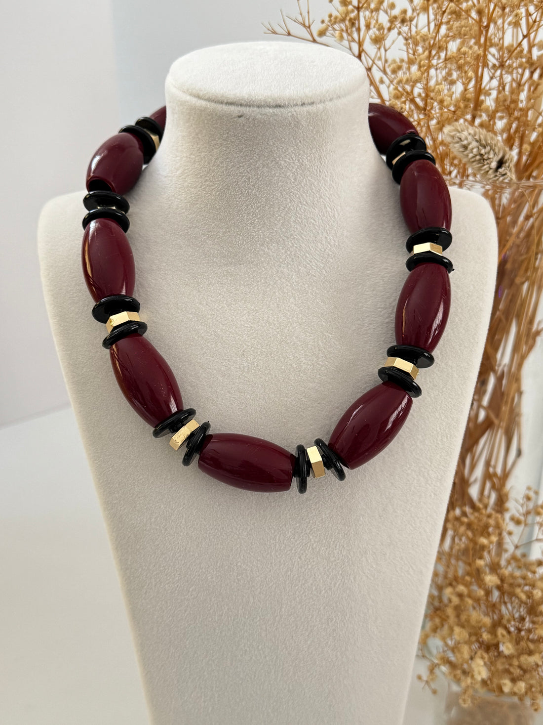 İTHAL BORDO BONCUK KOLYE