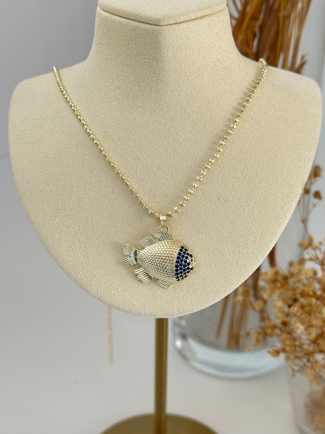 İTHAL BALIK DETAYLI GOLD KOLYE