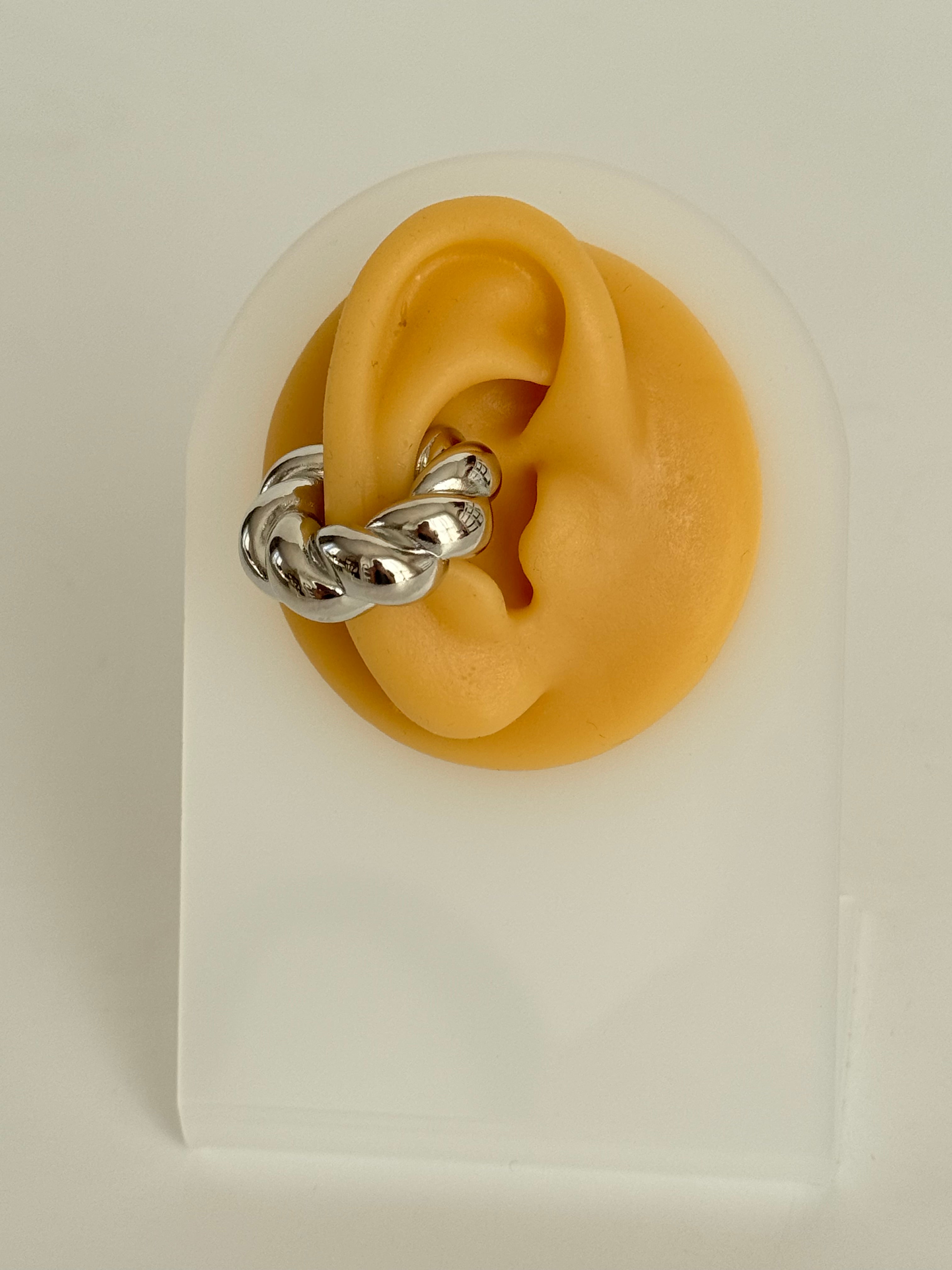 İTHAL BURGU DETAYLI XL SİLVER KIKIRDAK KÜPE EARCUFF