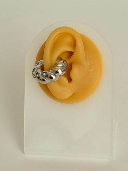 İTHAL BURGU DETAYLI XL SİLVER KIKIRDAK KÜPE EARCUFF