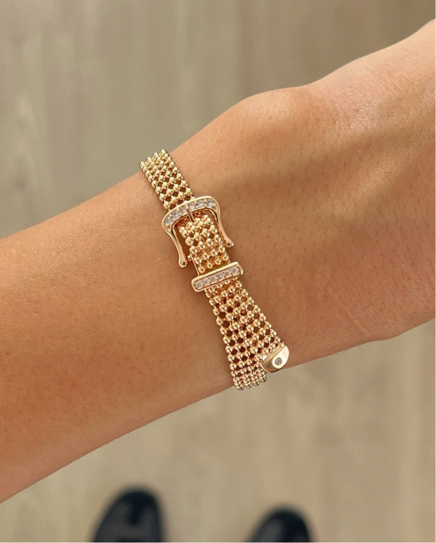 KEMER DETAYLI İTHAL GOLD BİLEKLİK