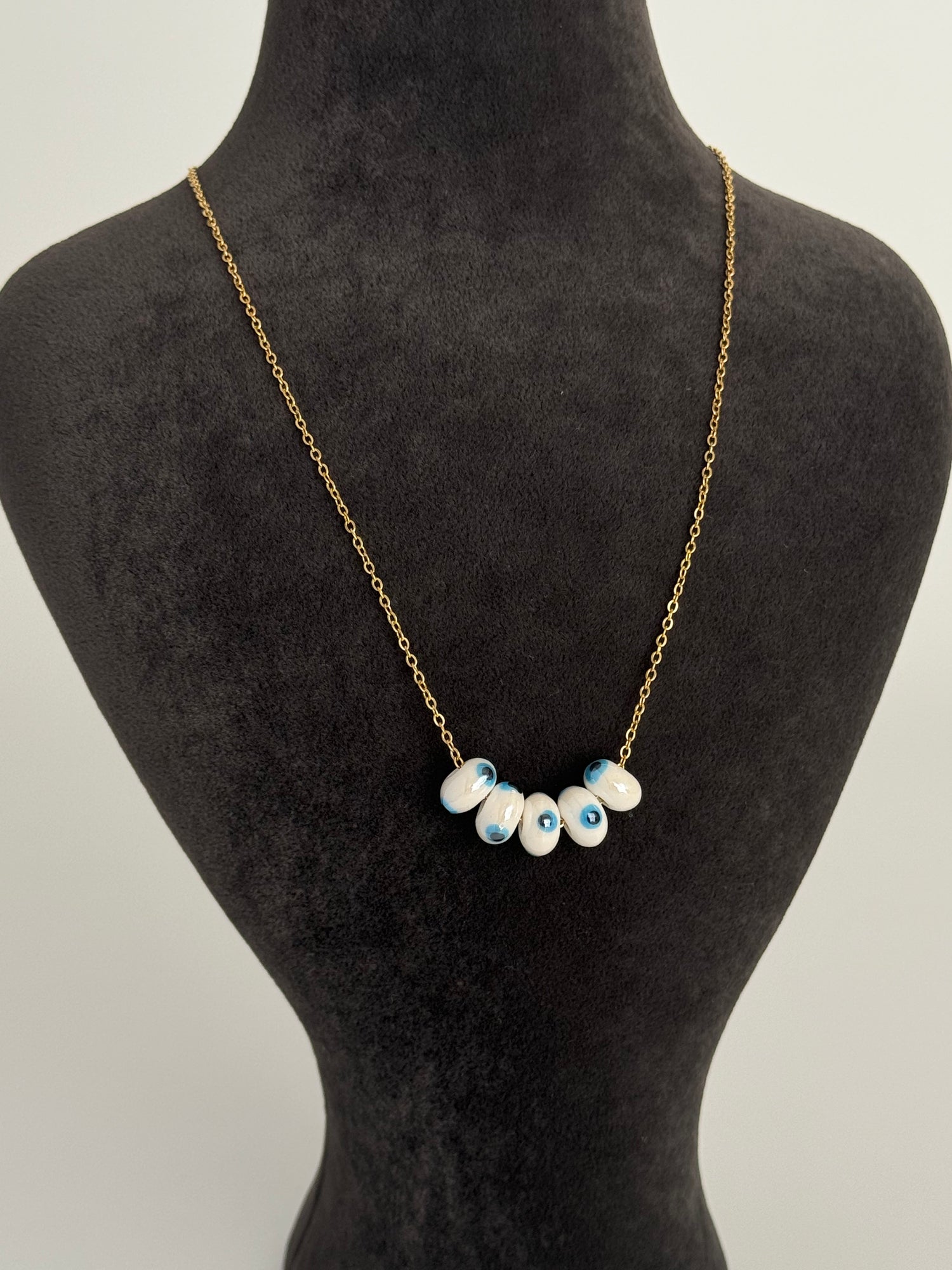 NAZAR BONCUK DETAYLI GOLD ÇELİK KOLYE