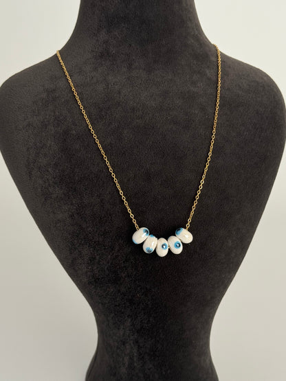 NAZAR BONCUK DETAYLI GOLD ÇELİK KOLYE