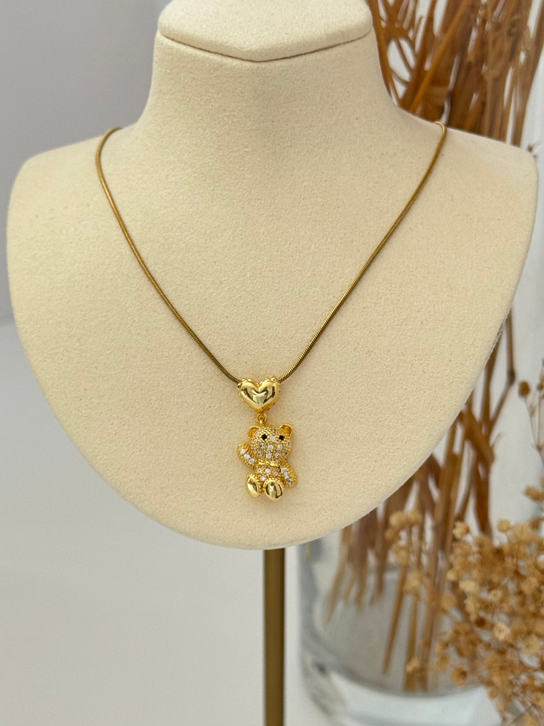 AYICIK DETAYLI GOLD ÇELİK KOLYE