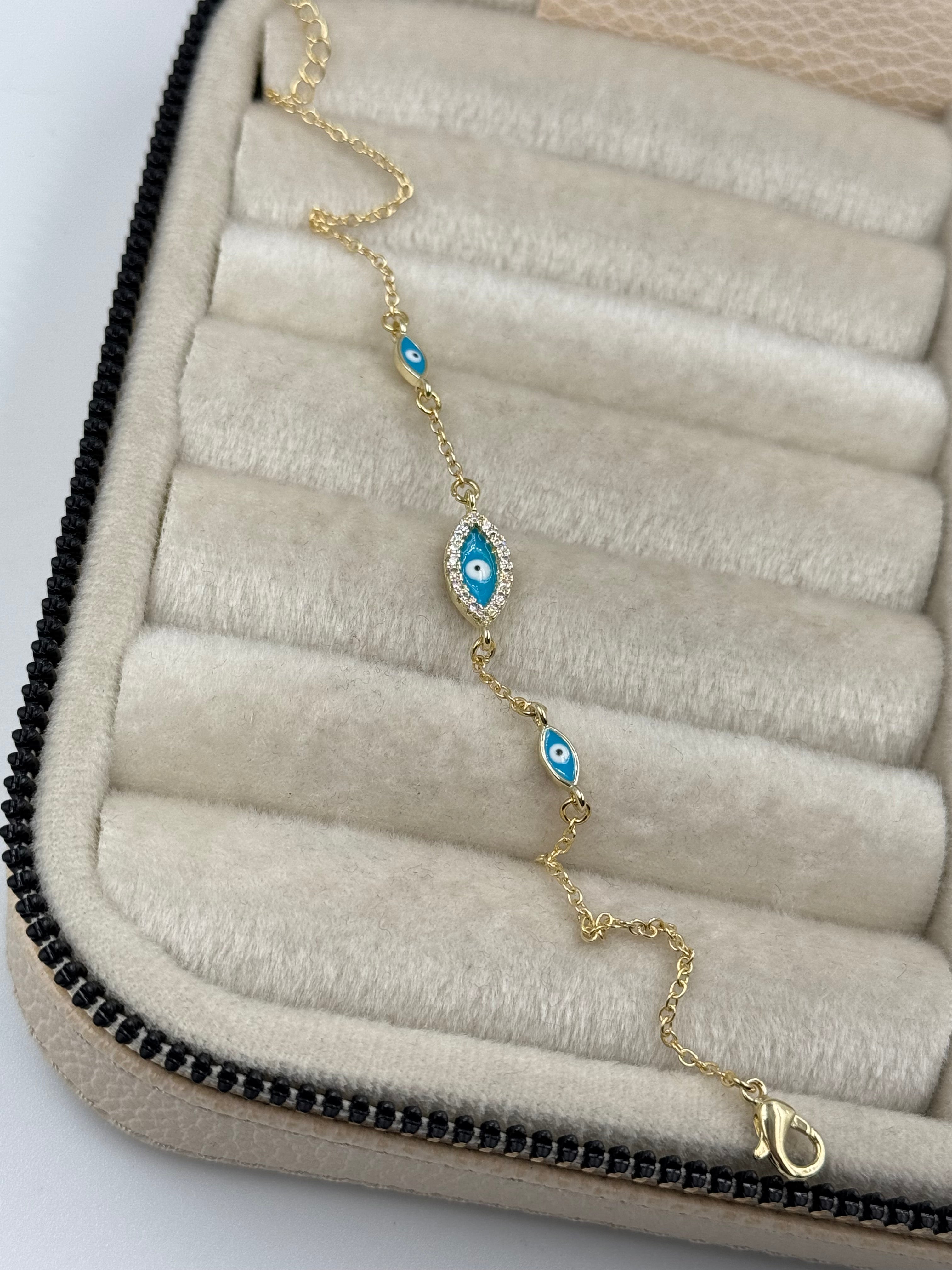 NERA NAZAR BONCUK DETAYLI GOLD BİLEKLİK