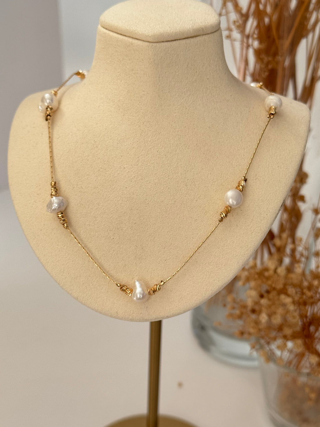 SİYARE GERÇEK İNCİLİ ALTIN KAPLAMA KOLYE