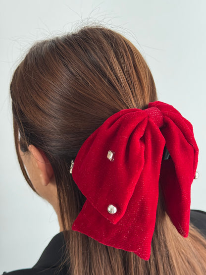 İTHAL KIRMIZI KADİFE FİYONKLU MANDAL TOKA