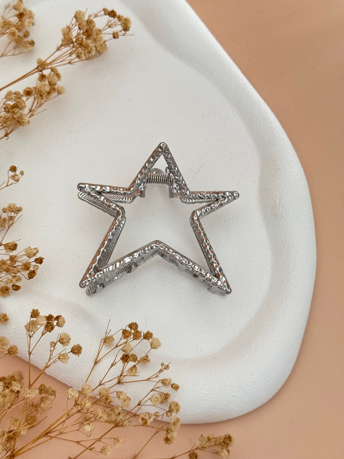 İTHAL YILDIZ DETAYLI SİLVER METAL MANDAL TOKA