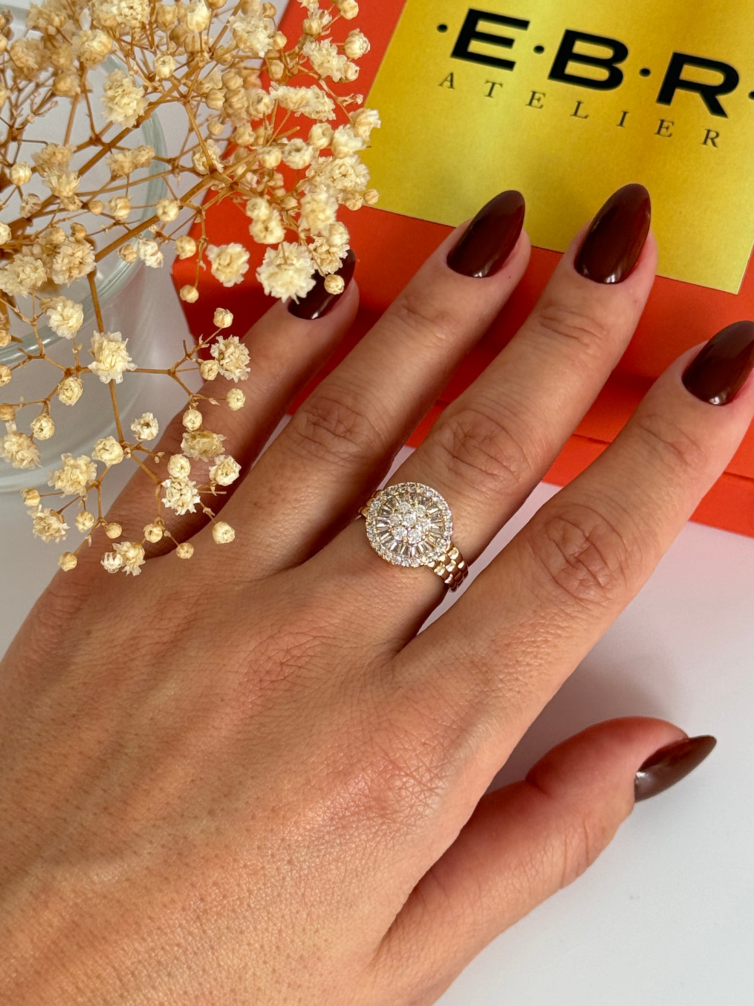 İTHAL TAŞ DETAYLI AYARLANABİLİR GOLD YÜZÜK