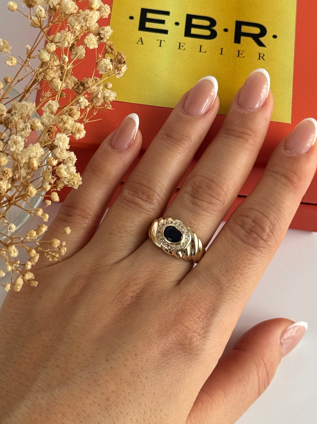 İTHAL MAVİ TAŞLI GOLD AYARLANABİLİR YÜZÜK